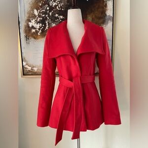 Reiss 100% cashmere wool blend double breasted peacoat 🍒 red size S BNWPT~